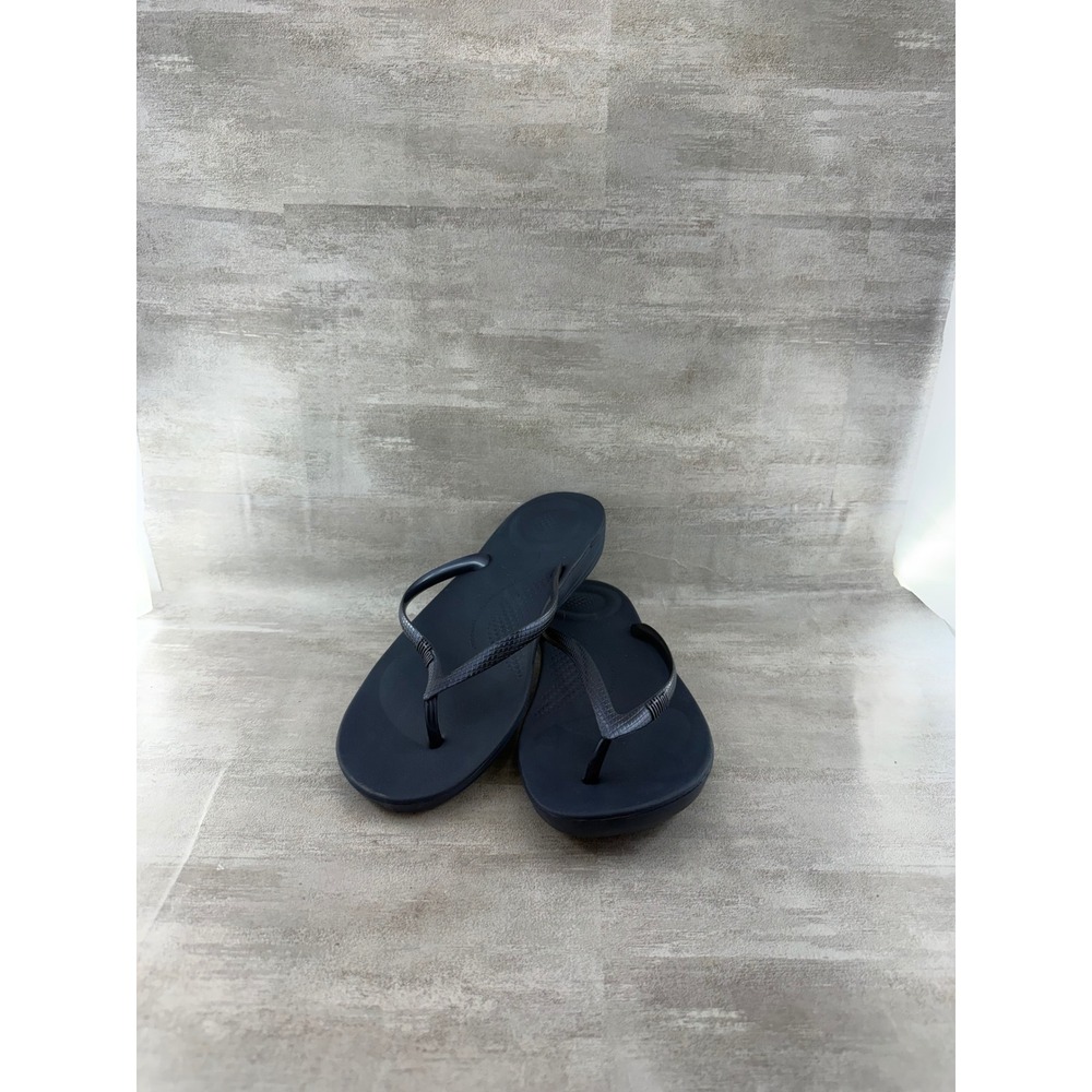 FitFlop iQushion Navy Blue Ergonomic Flip Flops Women Size 8 US 39 EU 6 UK